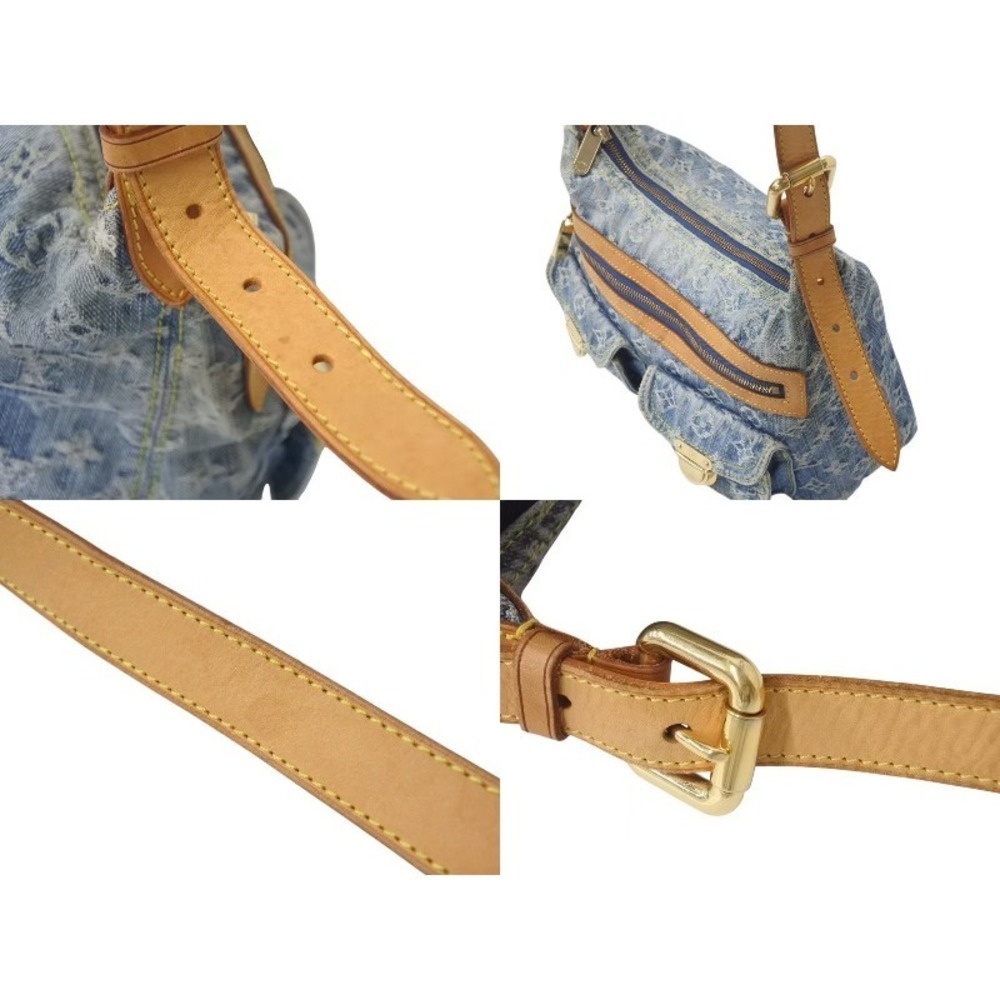Louis Vuitton Blue Baggy Bag Natural Gold Denim Monogram Shoulder Leather - Picture 3 of 9